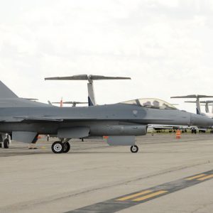 Modern US Air Force jetfighter departing